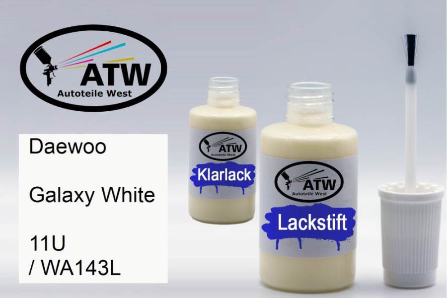 Daewoo, Galaxy White, 11U / WA143L: 20ml Lackstift + 20ml Klarlack - Set, von ATW Autoteile West.